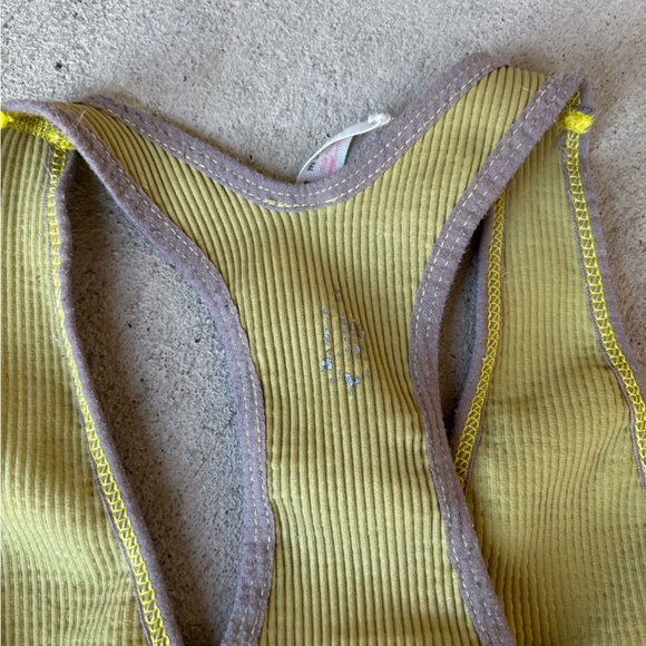 Free People FP Movement Free Throw Ribbed Crop Tank Yellow & Grey Size Medium - Picture 8 of 11